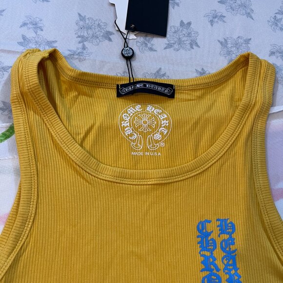 Chrome Hearts Yellow Ribbed Vest With Sanskrit Print - Picture 2 of 7